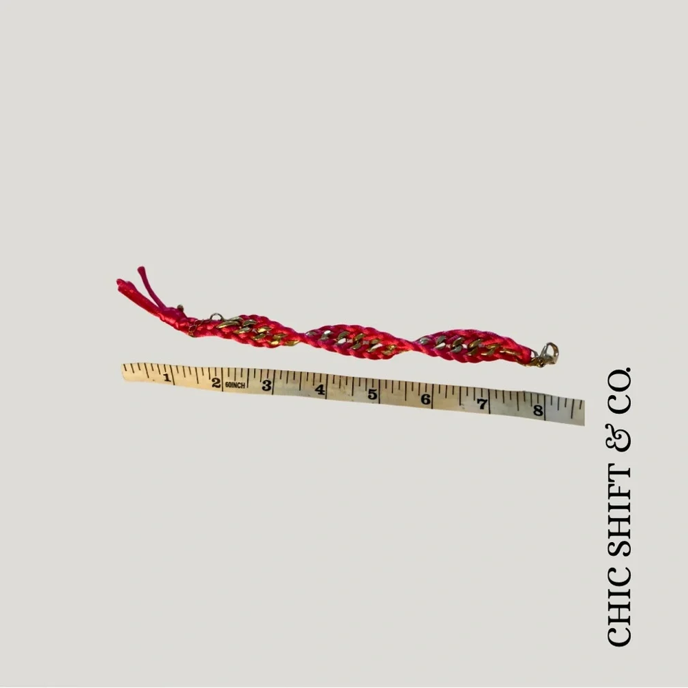 Stella & Dot Pink & Gold Braided Kids Bracelet